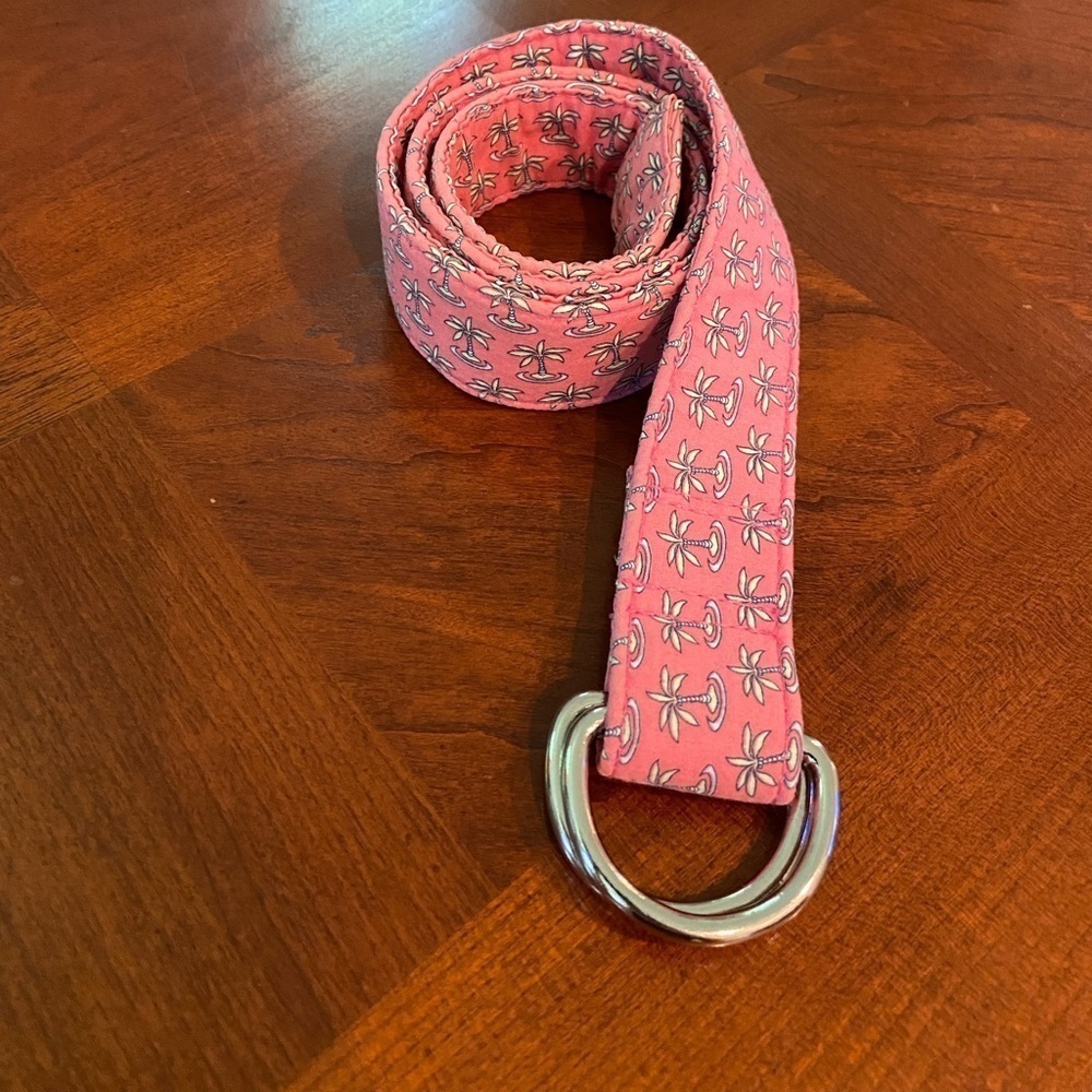 Vineyard Vines Belt Palm Trees Pink White Black Outline Size Small